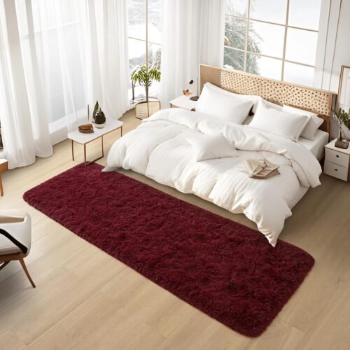 Velvet Memory Foam Bedside Rug Soft Fluffy Carpet
