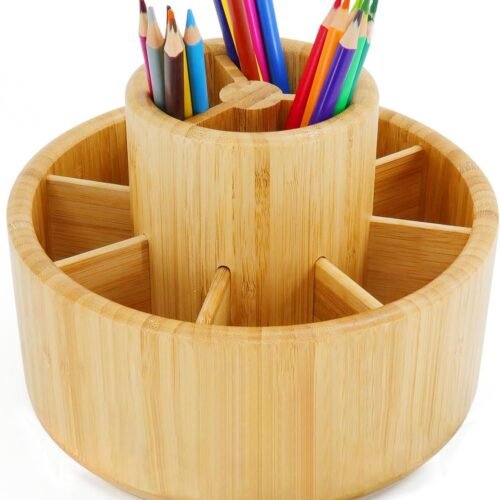 Bamboo Wooden Storage Box with 11 Rotating Sections