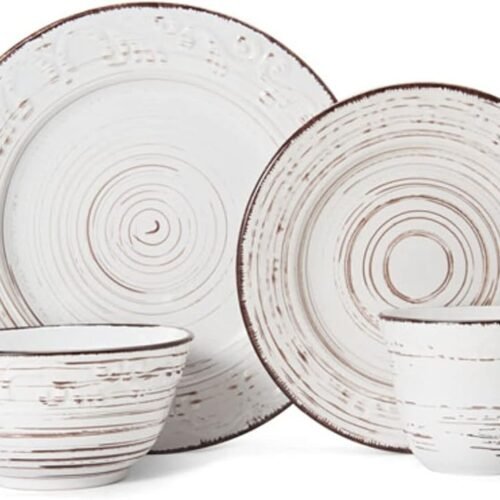 Scroll Pattern Stoneware Dinnerware Set