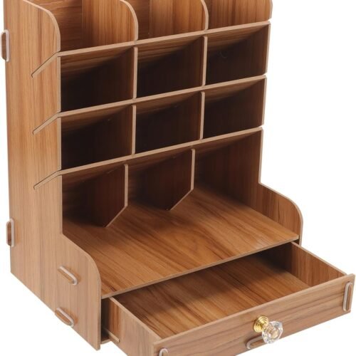 Wooden Storage Box with Slanted Multi Grid Compartments
