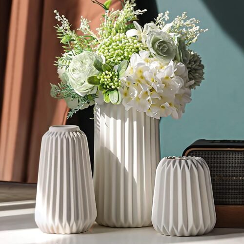 White Sculptural Ceramic Art Vase