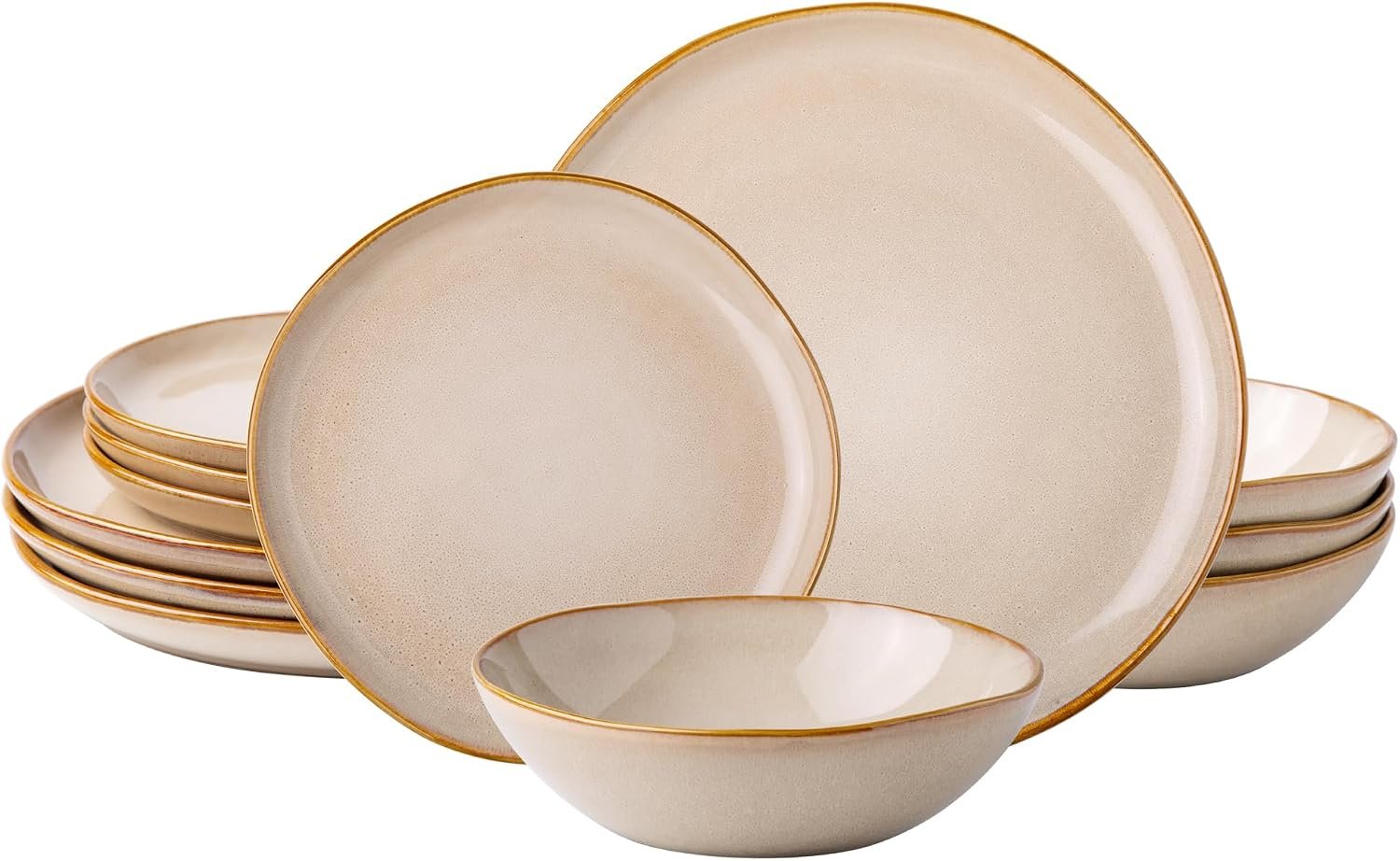 Reactive Glaze Ceramic Plates and Bowls Set