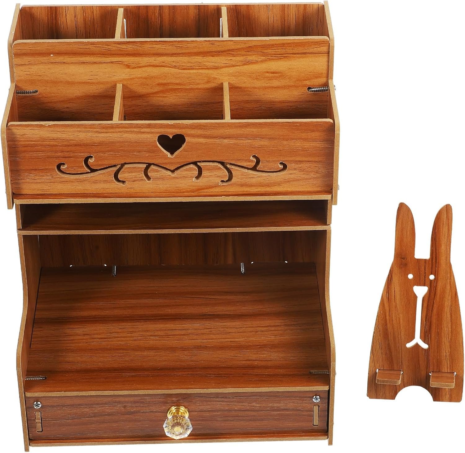 Wooden Storage Box with Cherry Wood Grain Finish