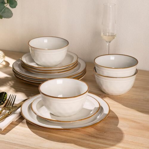 Raised Design Reactive Glaze Dinner Set