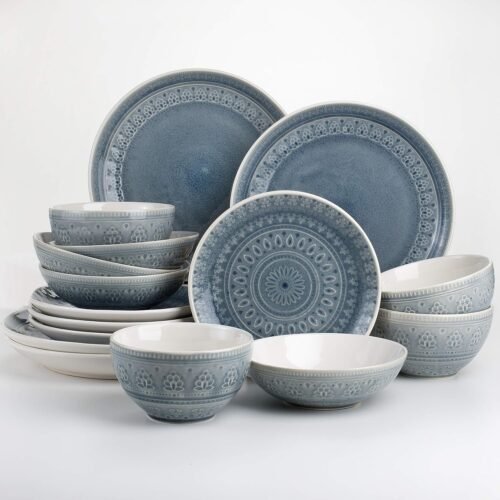 Mandala Reactive Crackle Glaze Dinnerware Set